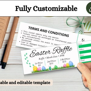 Easter Fun Ticket, Blank Raffle Template Ticket, Diy Ticket, Custom ...