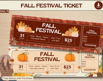 Editable Pumpkin Patch Digital Tickets | Custom Pumpkin Patch Ticket ...