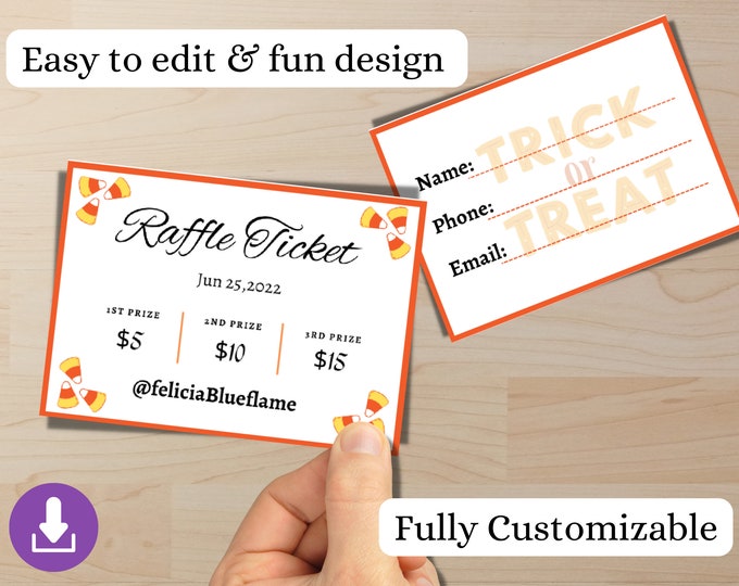 Handmade Raffle Tickets Raffle Sheet Template Ticket, Diy Ticket, Custom Ticket, Colorful ...