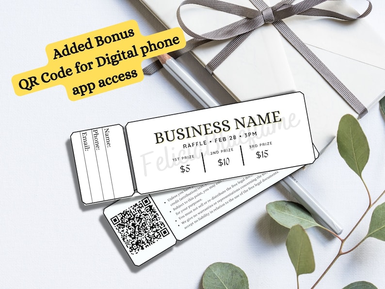 Raffle Ticket Template Sheet With QR Code Editable Tickets Etsy Ireland