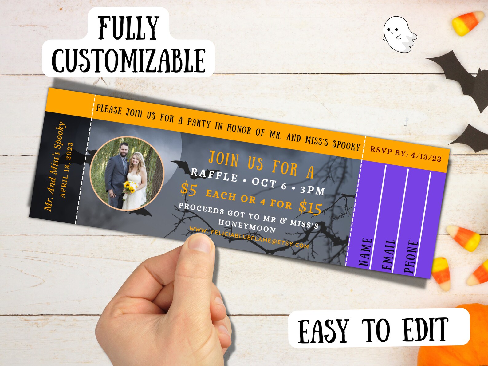 Wedding Raffle Ticket Template, Editable Raffle Ticket Template, Event ...
