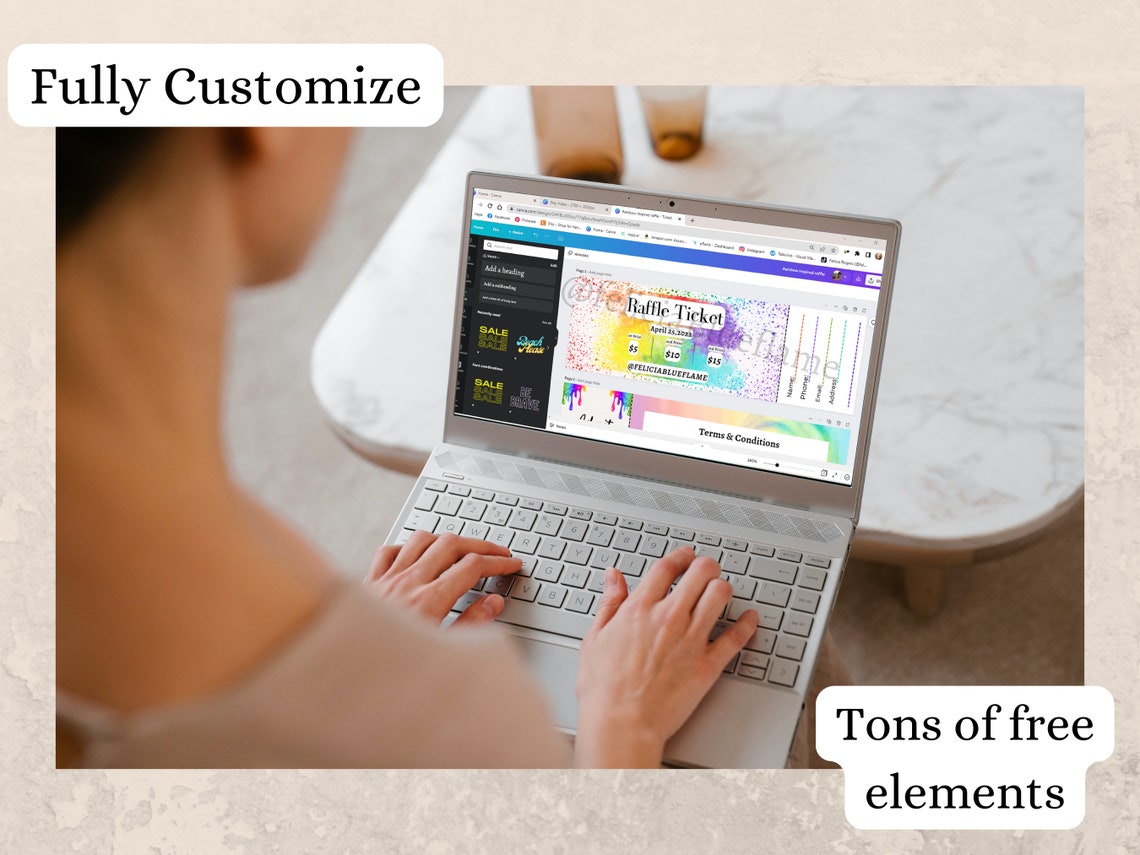 Raffle Sheet Template Ticket, Diy Ticket, Custom Ticket, Rainbow ...