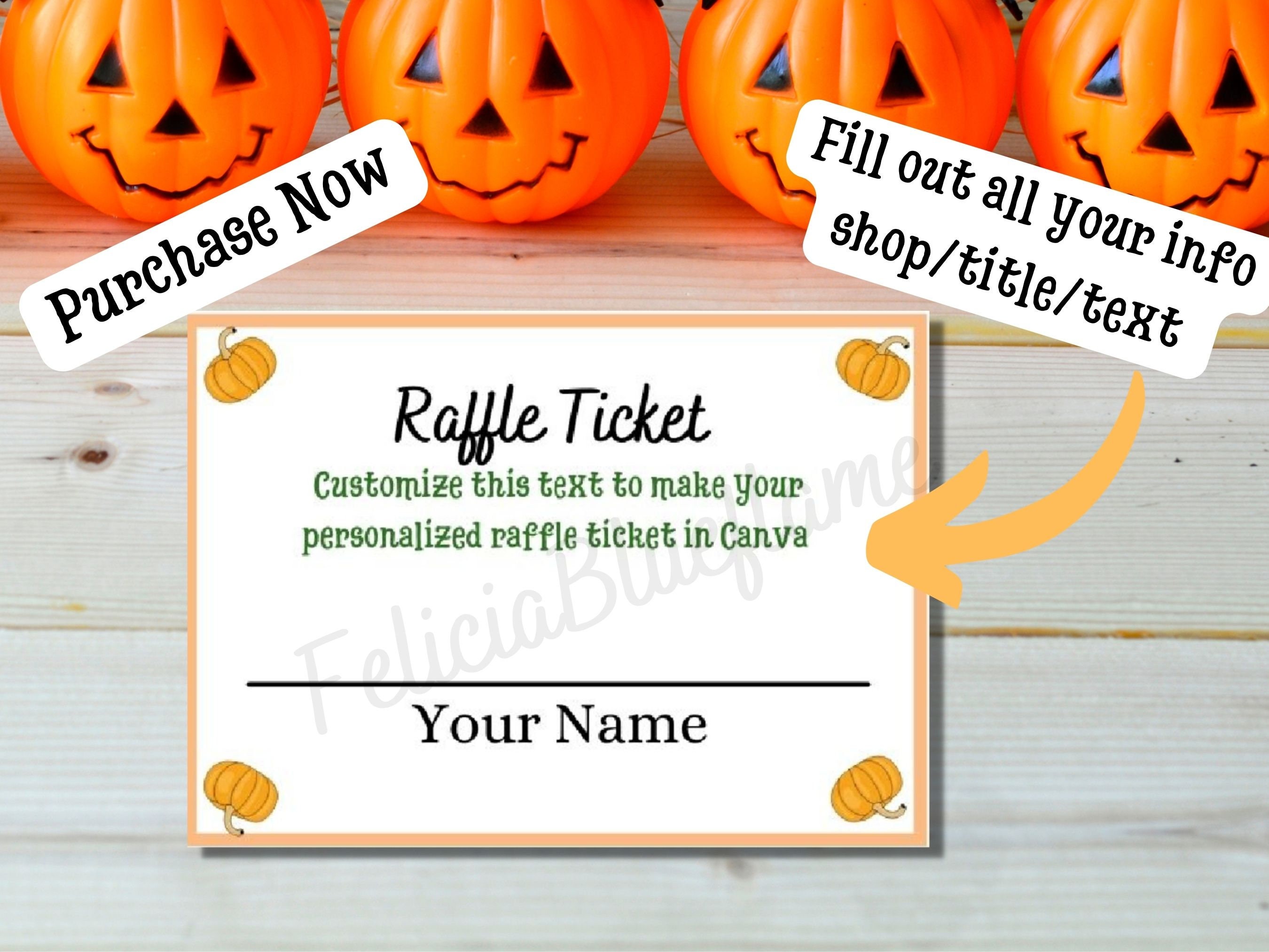 Raffle Ticket Template, Halloween Raffle Ticket, DIY Raffle Ticket