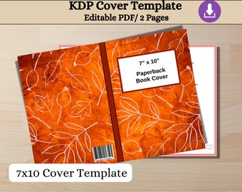 Fall Cover, Editable Template 7x10 paperback book cover, KDP Book Covers, Journal Cover, Commercial Use, Ready To Upload Pdf