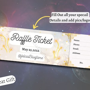Stars Raffle Ticket, Editable Raffle Template Ticket, Diy Ticket, Custom Ticket, Admit one Ticket