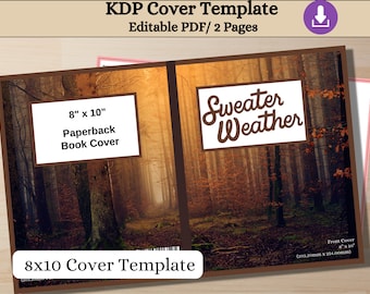Fall Season Book Cover Template, 8x10, Editable PDF