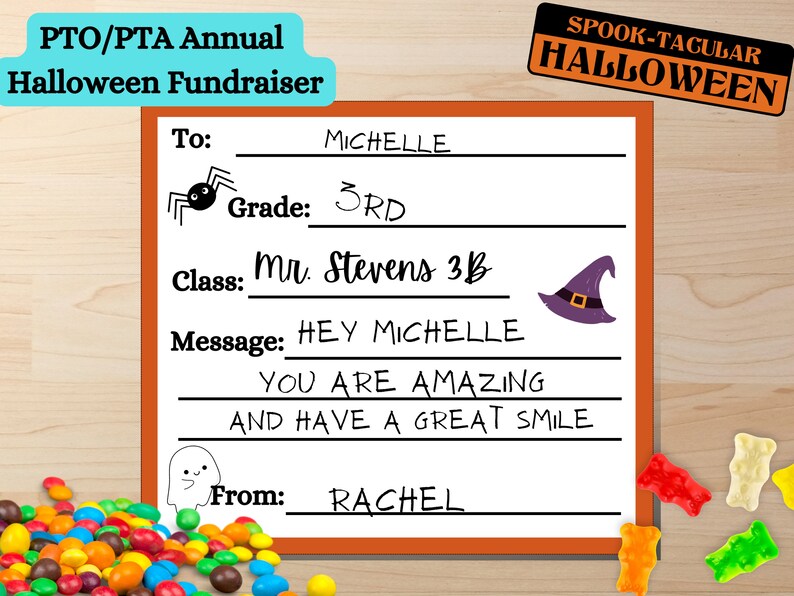 Halloween Candy Gram Flyer Boo Grams School Fundraiser Etsy