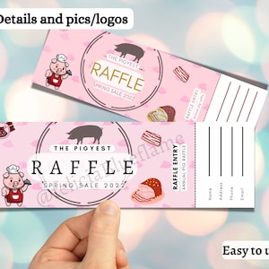 Grillticket, bearbeitbares Raffle-Vorlagenticket, maßgeschneidertes Ticket, thematisches Raffle-Los, Schweine-Tombola-Los, Pigyest-Gewinnspiel