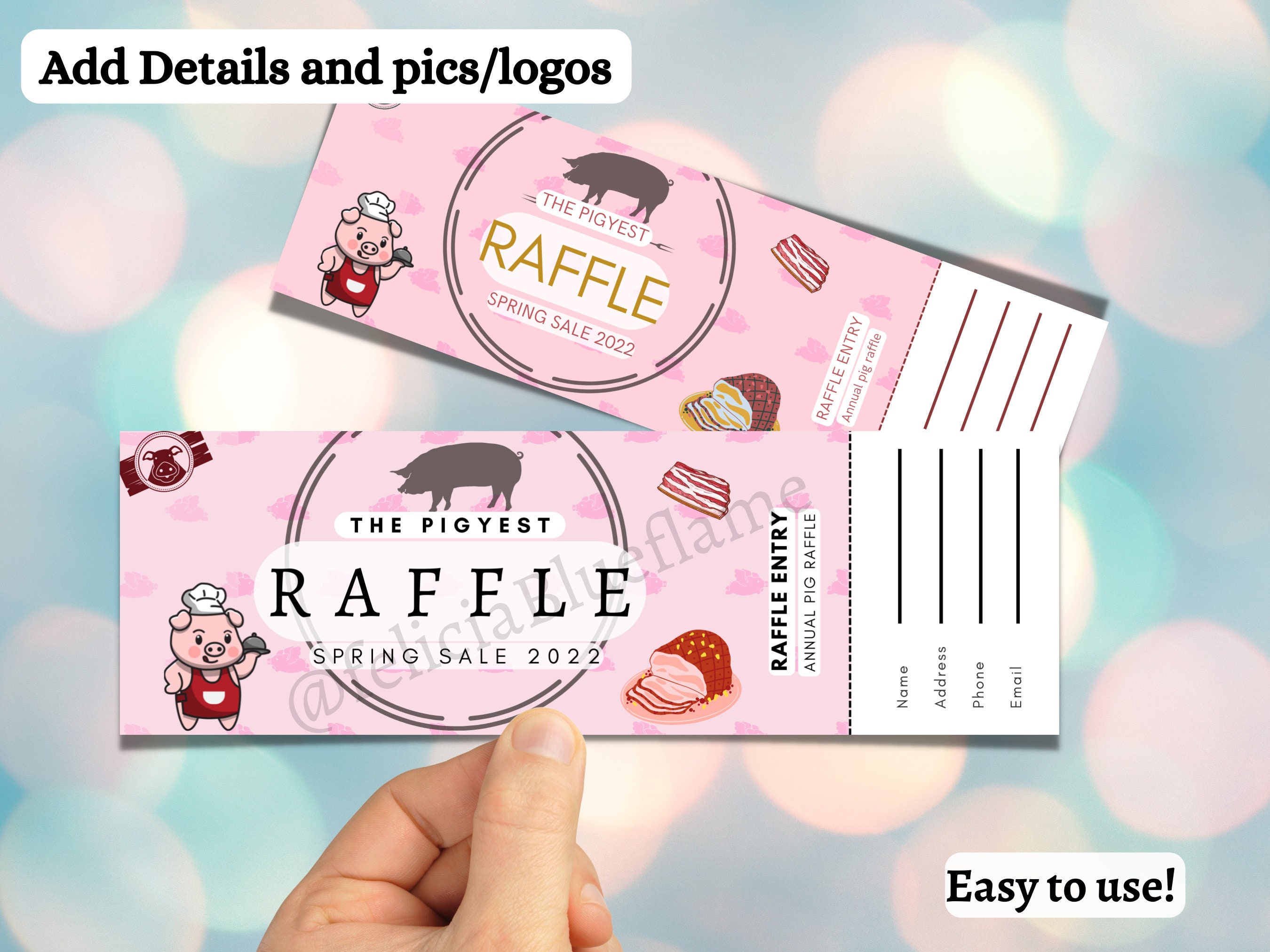 Barbecue Ticket Editable Raffle Template Ticket Diy Ticket Custom