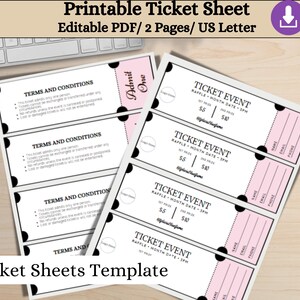 Editable Raffle Ticket Template: DIY Custom Ticket (digital Download ...