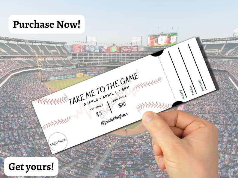 Spring Ball Raffle Tickets Baseball Raffle Ticket Template, Editable DIY (digital Download) - Etsy ...