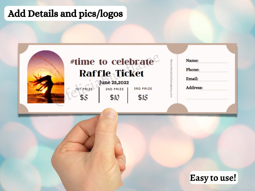 Editable Raffle Ticket Template: DIY Celebration Ticket (digital ...