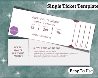 Printable Raffle Editable Raffle Template Ticket Diy Ticket - Etsy