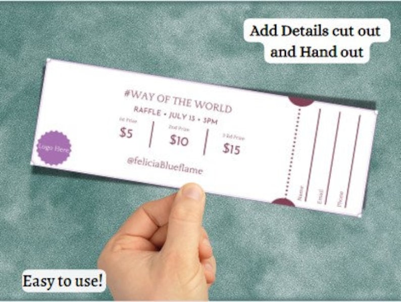 Purple Ticket, Blank Editable Raffle Template Ticket, Diy Ticket ...