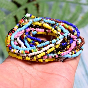 Colourful Summer Beaded Bracelet with seed beads – Dainty Rocks Jewellery