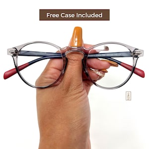 Blue Light Blocking Photochromic Glasses Round Circle Lenses - Grey/ Blue/Red | Transitions to Sunglasses | Work From Home | Anti- Headache