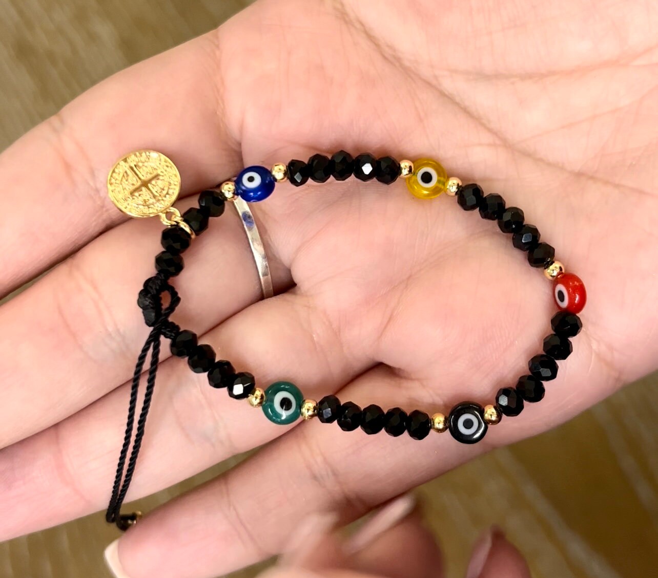 Gold mal de ojo bracelet clearance