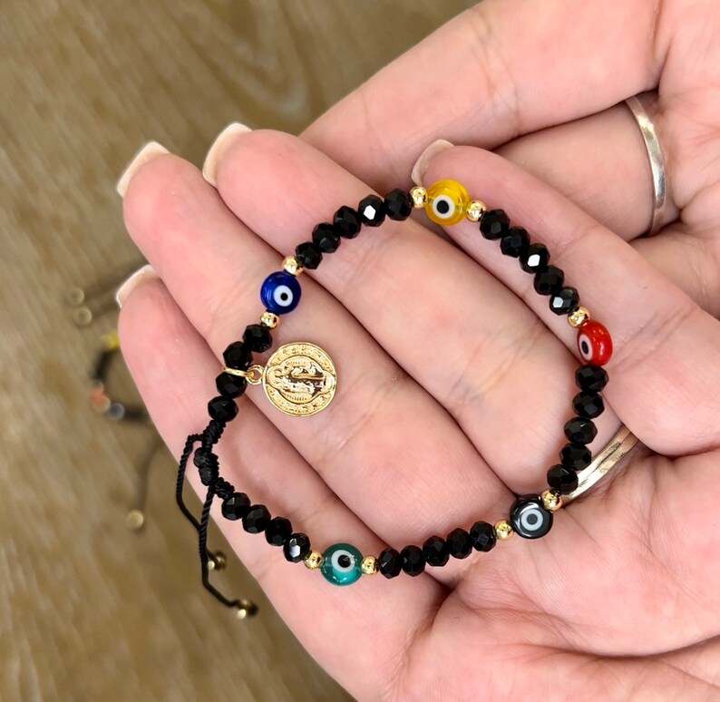 Evil Eye Ojo Crystal Bracelet With Gold Plated San Benito Etsy