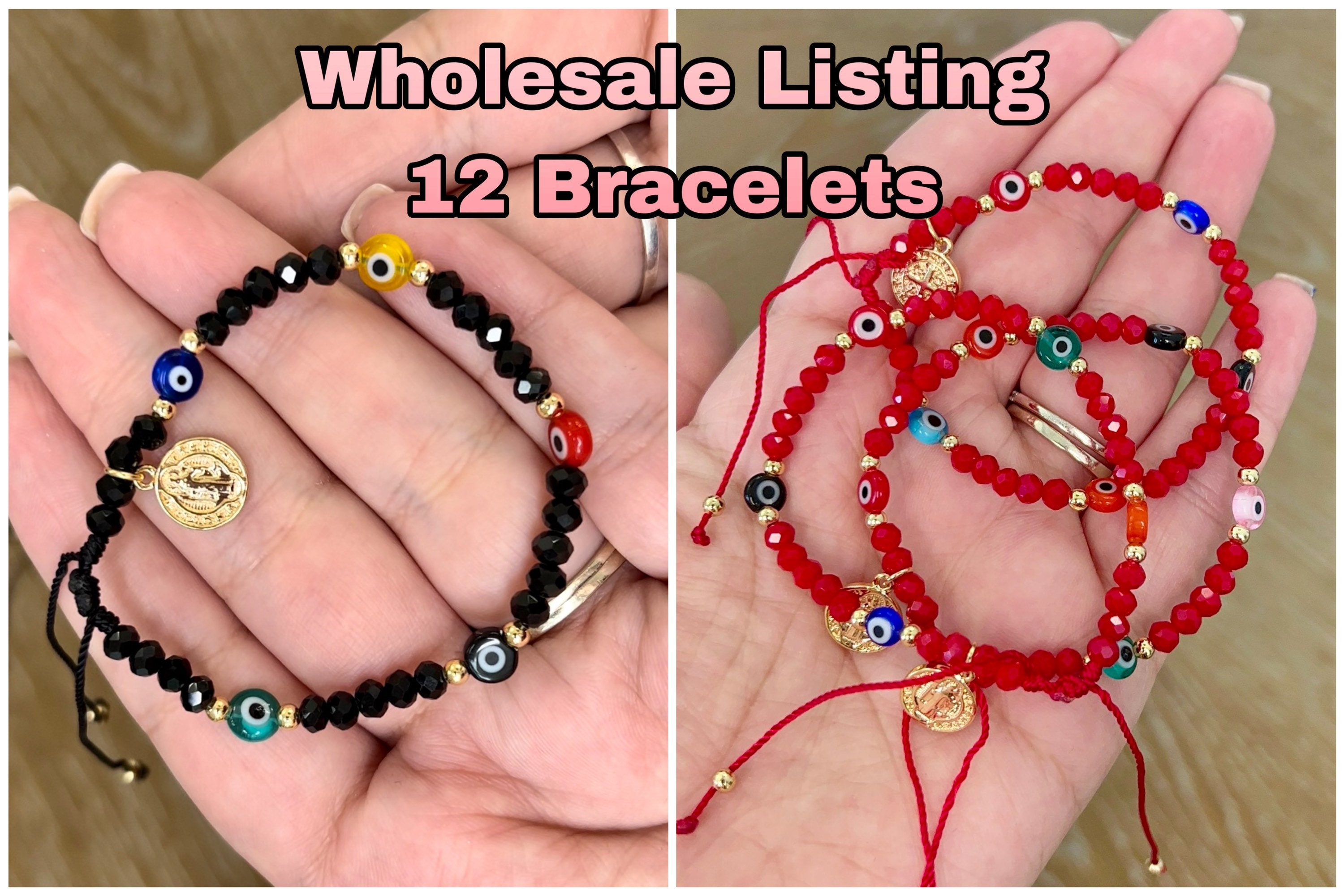Evil Eye Ojo Crystal Bracelet With Gold Plated San Benito Charm