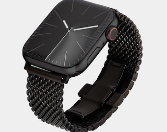 ブラックミラネーゼブラックステンレススチール高級Apple Watchストラップ