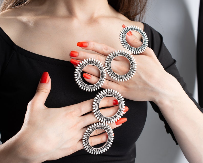 Large Statement Rings Adjustable Chunky Circle Ring Extra Etsy