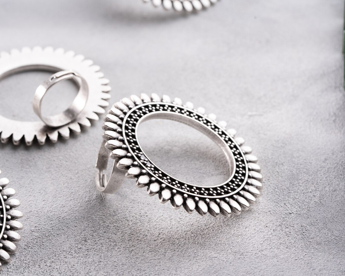 Large Statement Rings Adjustable Chunky Circle Ring Extra Etsy