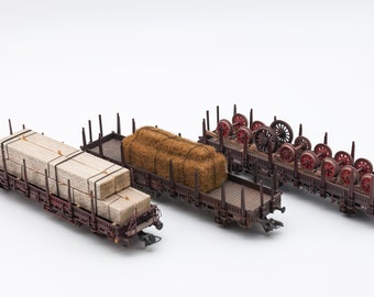 Pro painted DB open freight train carriages with goods H0 (1/87) scale (price per model).