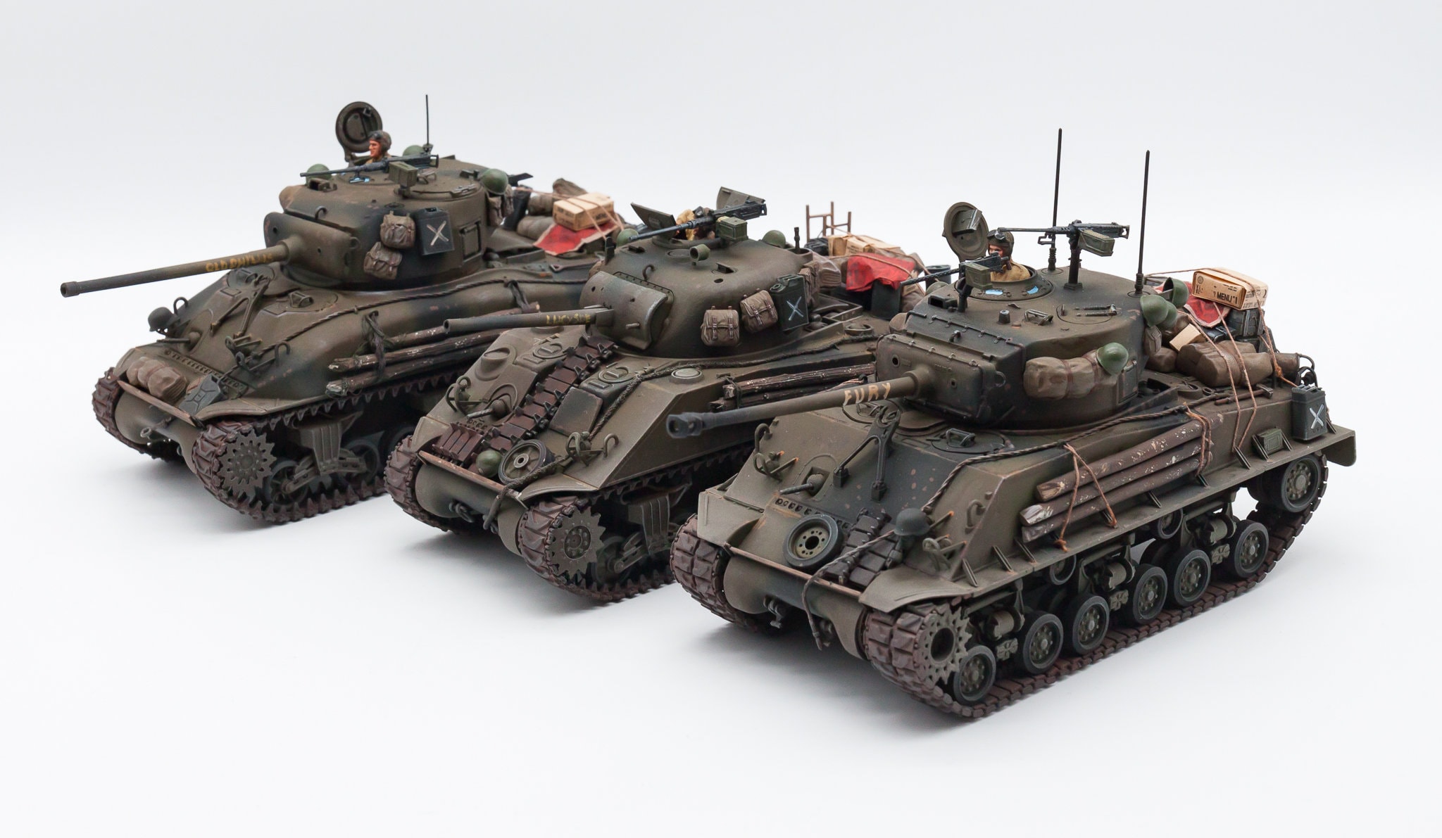 Trio of Sherman Tanks From the Movie Fury. M4A3E8(76) 