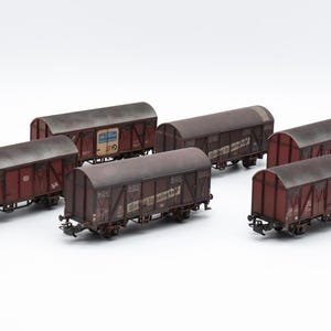 Pro painted Märklin and Rocco DB closed freight train carriages H0 (1/87) scale (price per model).