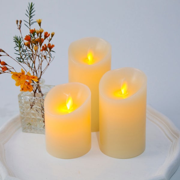 Flameless Candle 3 LED Candles Flickering Battery Operated with Remote, Flameless Candles with Timer- Holiday Home Decor - Room Decor