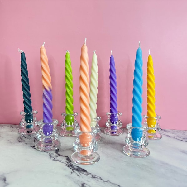 Twisted Pastel Candles Etsy