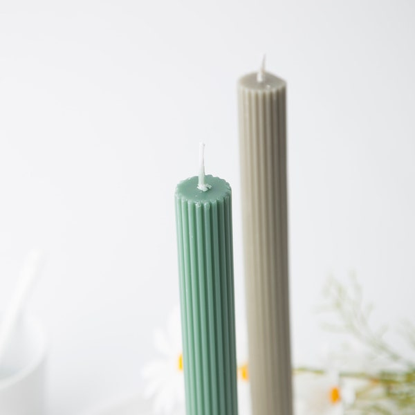 Soft Pastels Collection | Set of 6 Soft Pastel Beeswax & Soy Blend Thick Taper Candles / Spiral Twist Candles / Pillar Candles