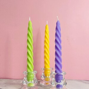 Spiral Twist Soy Wax Candle Home Decor, Twisted Spiral Candle, Swirl Candle, Taper Candle, Dinner Table Candle, Pastel Candle, Pillar Candle image 3