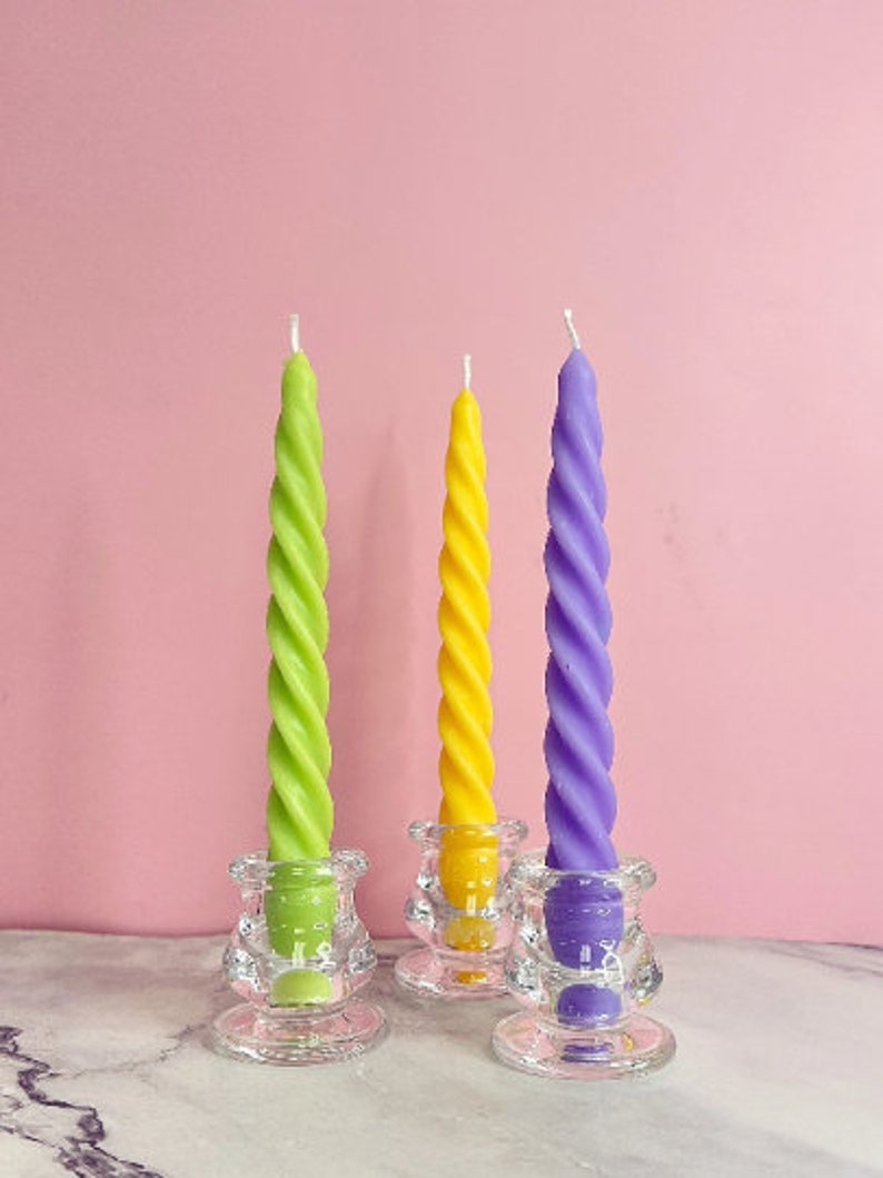 Spiral Twist Soy Wax Candle Home Decor, Twisted Spiral Candle, Swirl Candle, Taper Candle, Dinner Table Candle, Pastel Candle, Pillar Candle image 3