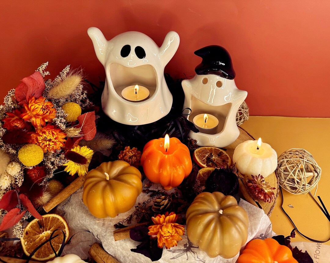 Halloween Ghost Candle Holder, Ghost Ceramic Candle Holder, Ceramic