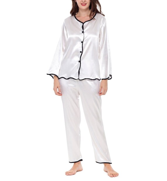 White Stain Pajama Set Pajama Day Silk Pajamas Bridesmaid Pajama Set  Bridesmaid Gifts Valentines Day Gift 