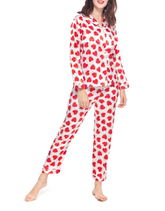 New Animal Print Pj Set, Heart Print Pajama Set Women, Fall Stain