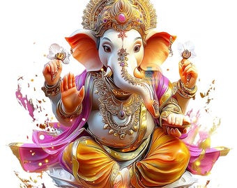 Image PNG de Ganesh : art du dieu hindou, fond transparent (téléchargement numérique)