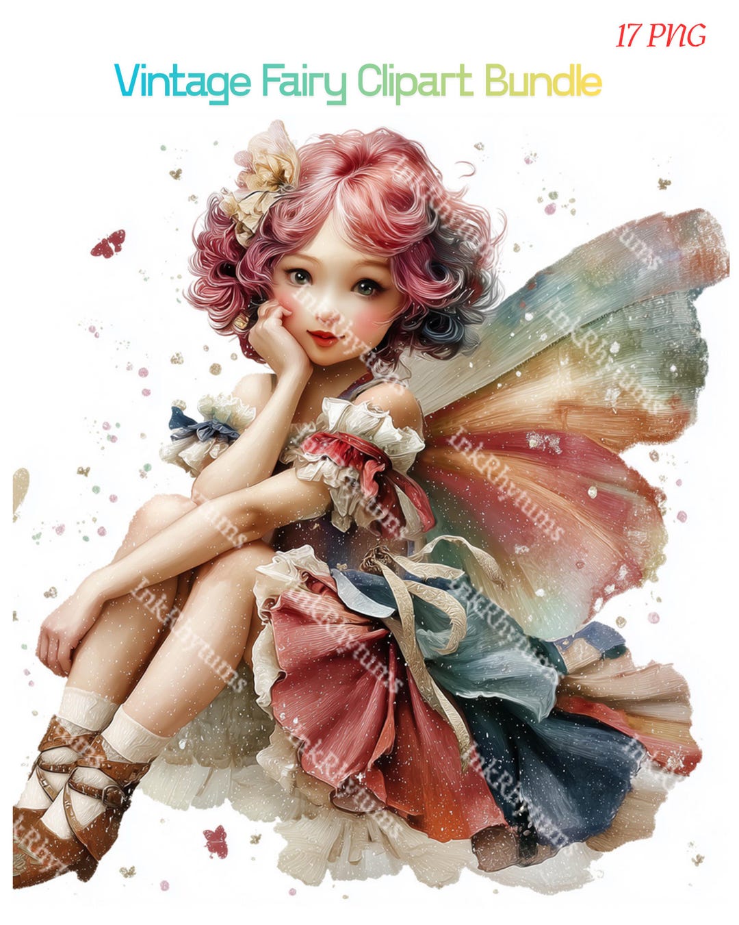 Vintage Fairy Clipart Bundle, 17 PNG Graphics - Etsy