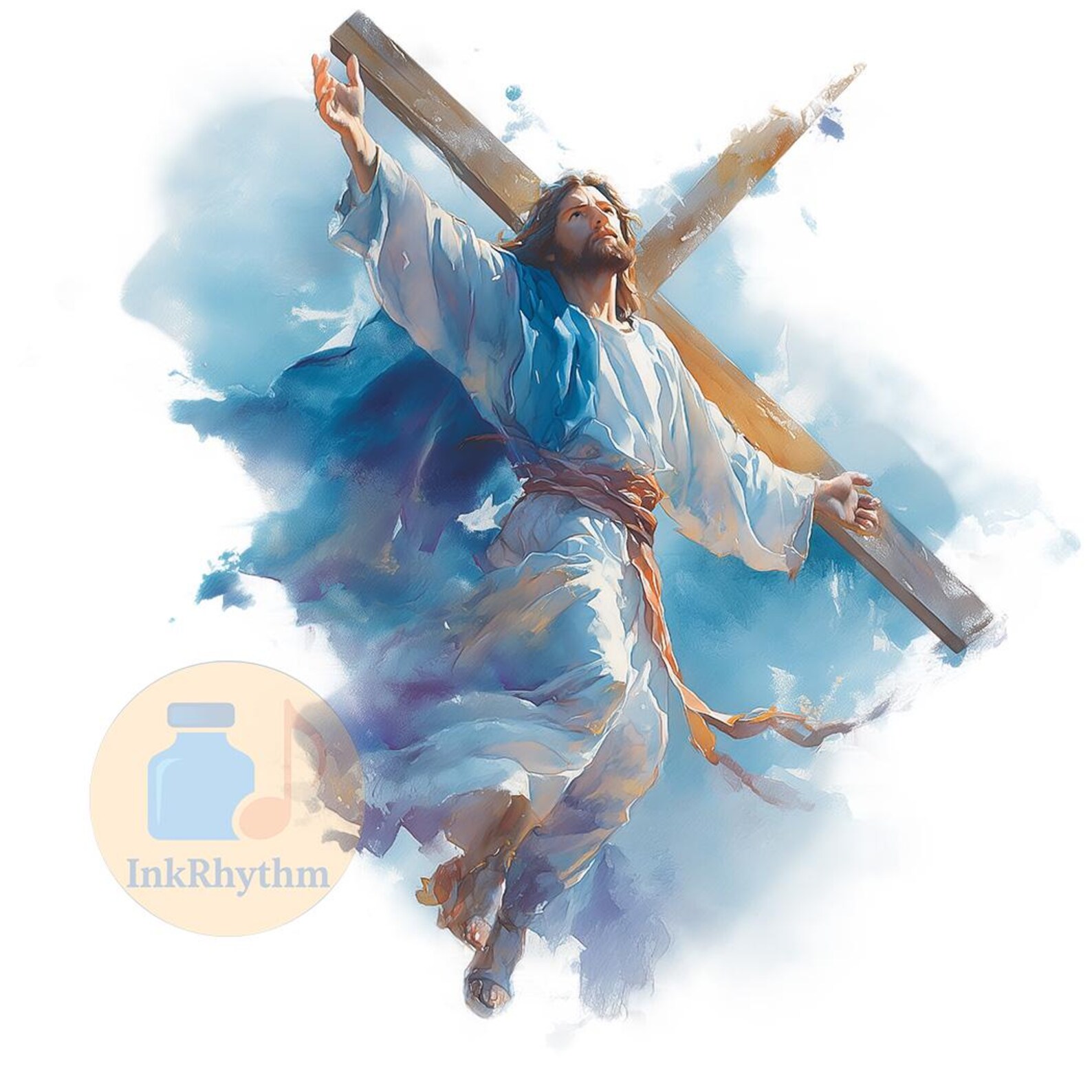 Jesus Watercolor Clipart Bundle 20 PNG, Carrying Cross Easter Art, High ...