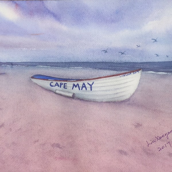 Life boat at Cape May print of original watercolor painting