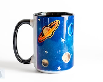 Solar System Black Handled Mug