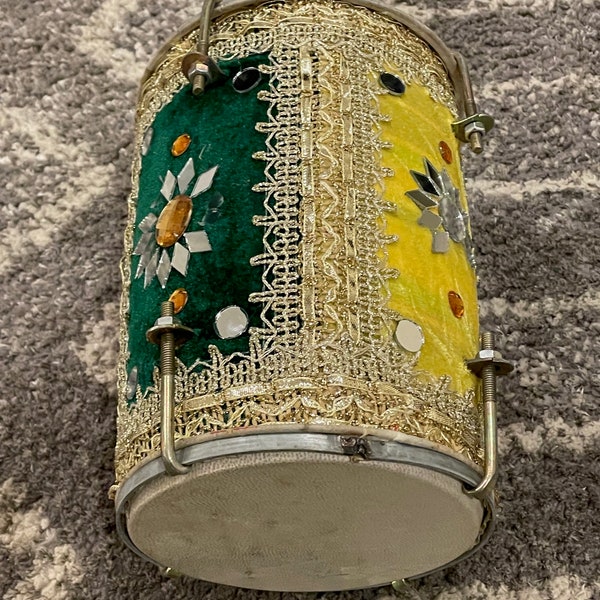 Hand Made - Mehndi Dholki Drum - Mini- for Decor Purposes -10" - Used
