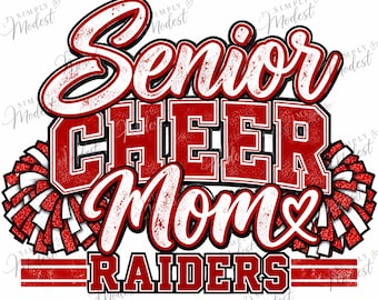 Cheer Mom, Senior Cheer Mom, Digital Download, Red and White Cheer Mom