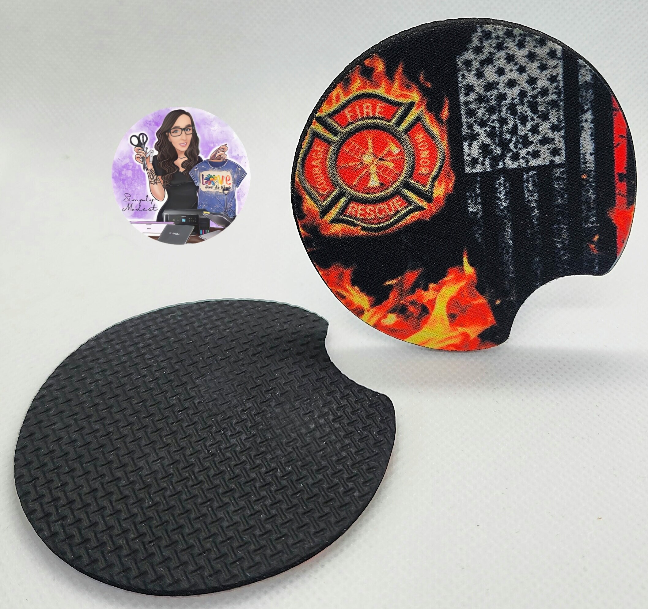 Firefighter Car Coaster Set, Neoprene Car Coasters, Firefighter Gifts ...