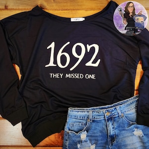 1692 They Forgot One, Witchy Sweater, Off Shoulder Women&#39;s Sweatshirt, Halloween Sweatshirt, Witch Sweater, Off Shoulder Halloween Sweater