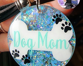 Pet Keychain, Dog Mom Keychain, Pet Lovers Gift, Dog Mom, Gift for Dog Mom, Custom, Round Acrylic, Keychain, Dog Lovers Keychain, Handmade