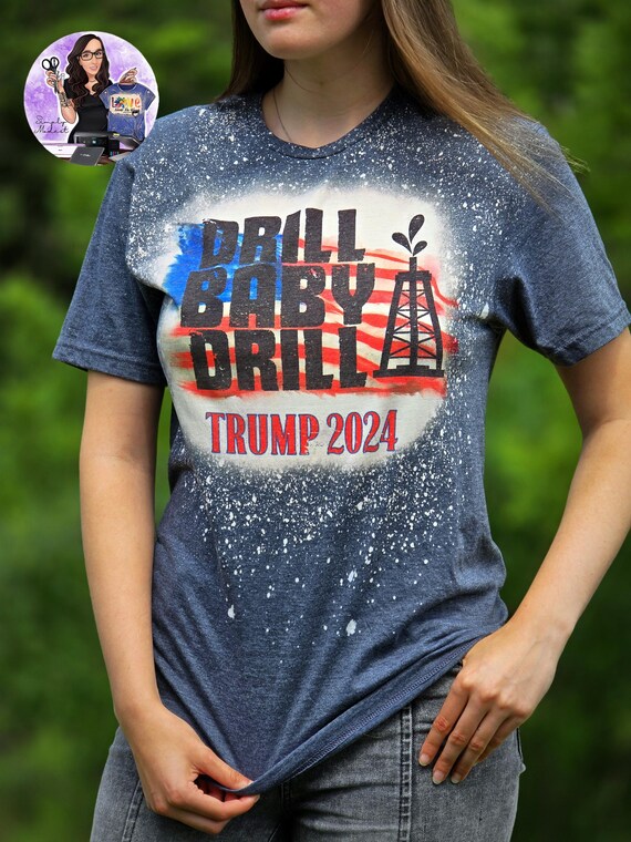 Trump 2024 T-Shirt For Women - 'He Will Be Back' American Flag Distressed Bleached Tee, Red Small