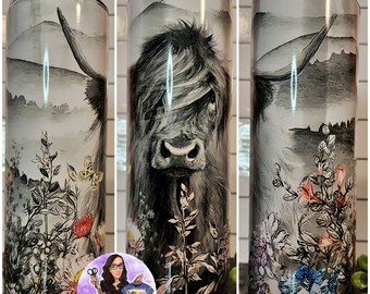 Highland Cow Tumbler, Coffee Tumbler, Western Tumbler, Gift For Her, Cow Tumbler, Coffee Cup, Highland Cow, Custom, Handmade, Coffee, Latte
