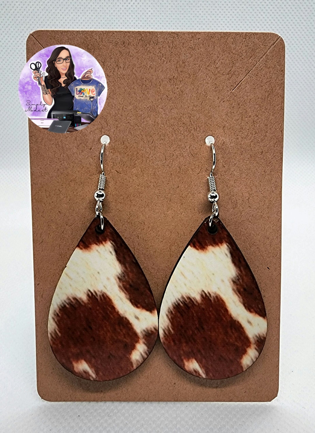 Teardrop Cow Hide Earring Double Sided Earrings Western Etsy